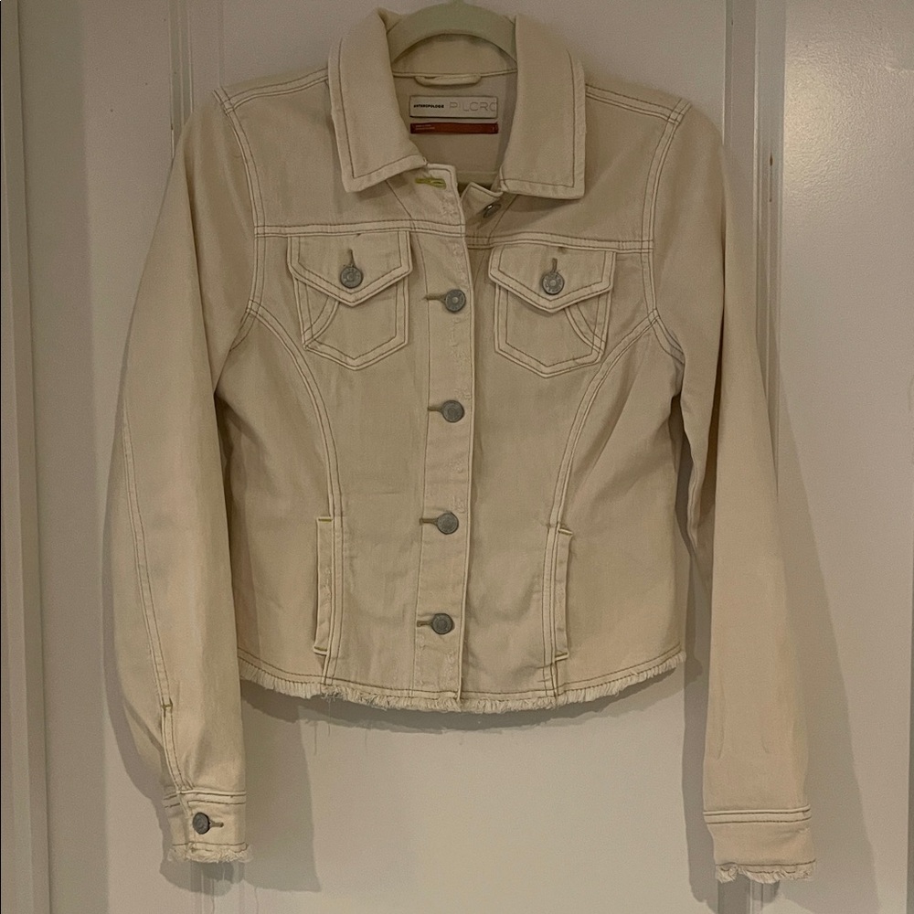 Anthropologie Pilcro Cream Jean Jacket Size Small